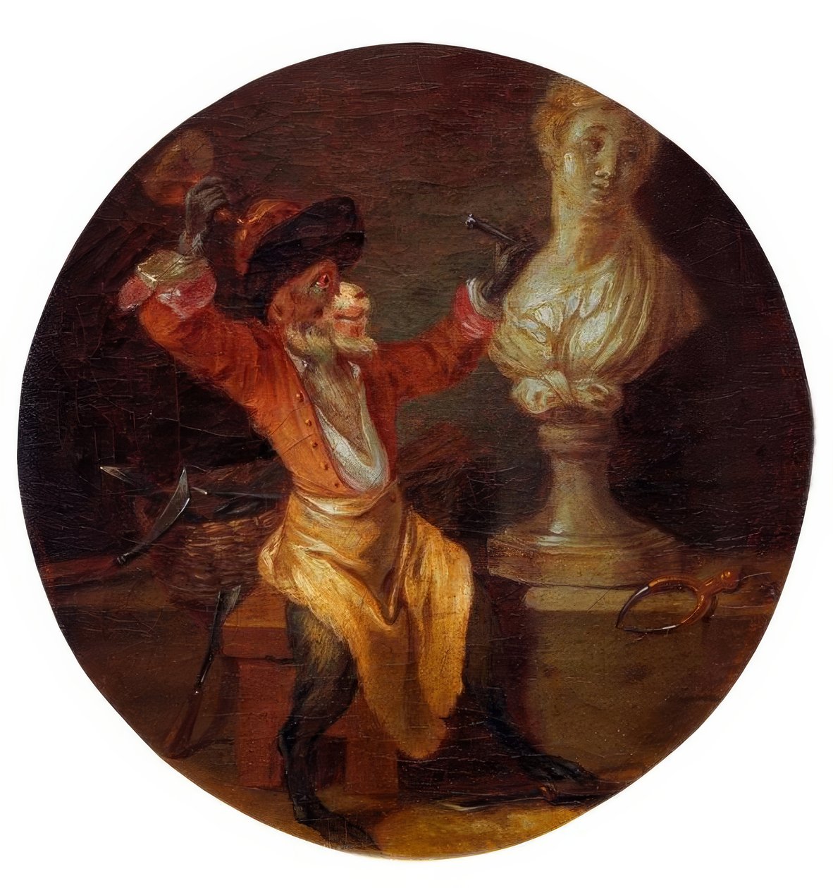Der Affe als Bildhauer tekijältä Jean Antoine Watteau
