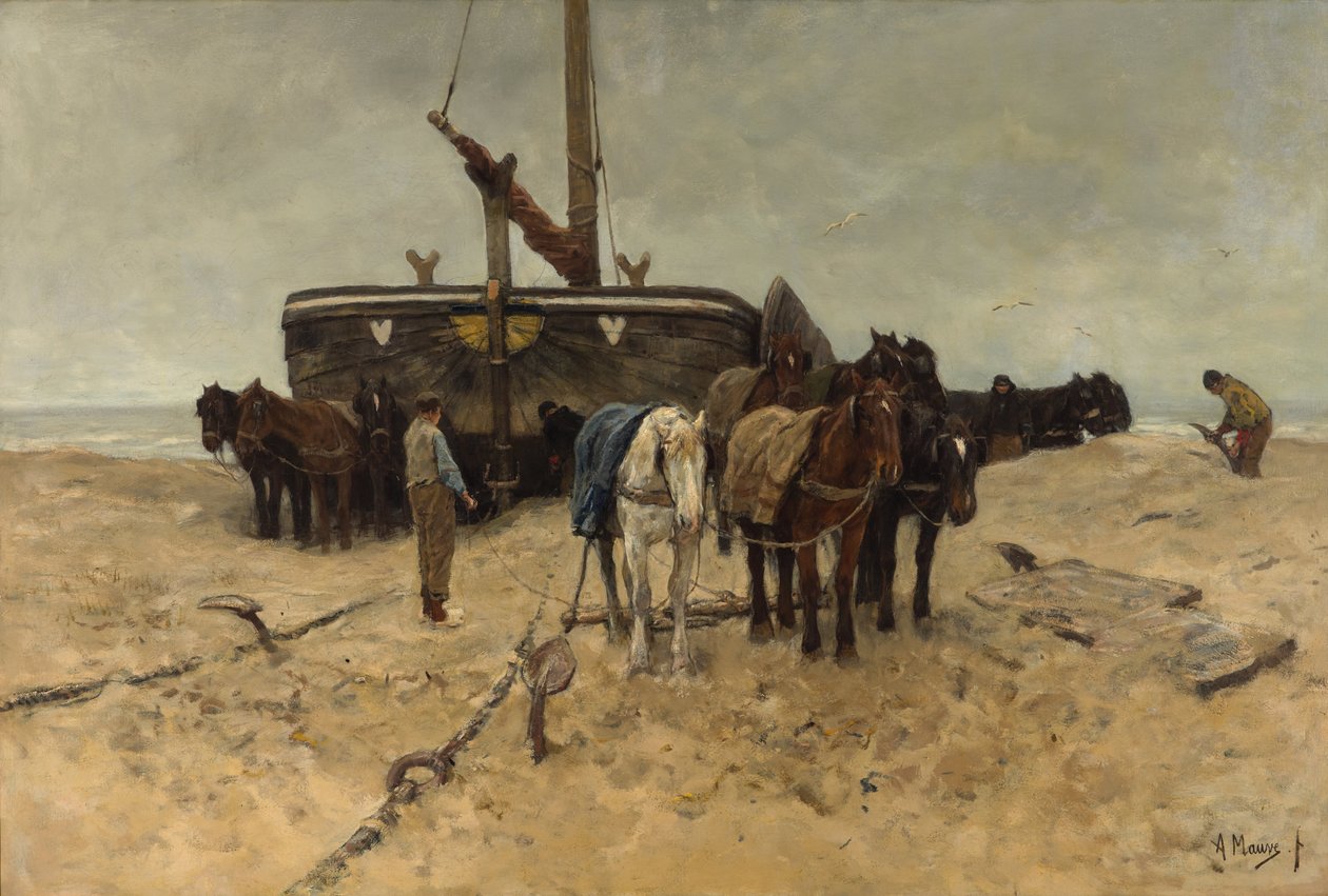 Kalastusvene rannalla tekijältä Anton Mauve
