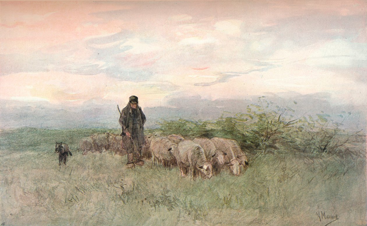 Paimen ja lauma, 1800-luku tekijältä Anton Mauve