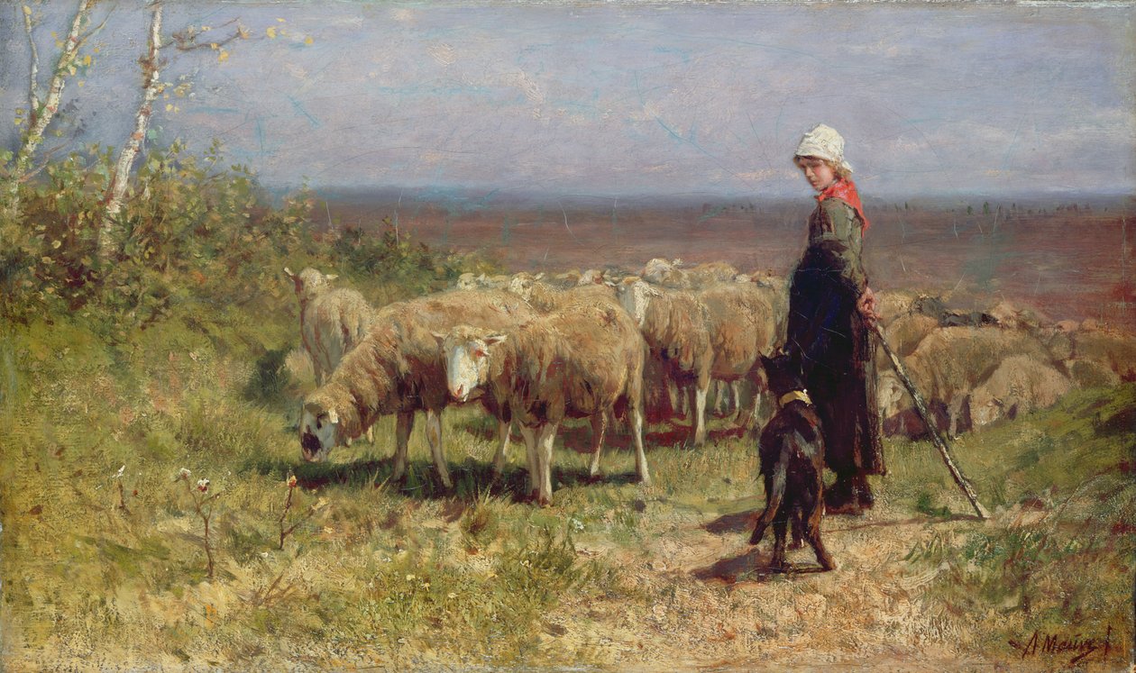 Paimentolaisnainen (öljy kankaalle) tekijältä Anton Mauve