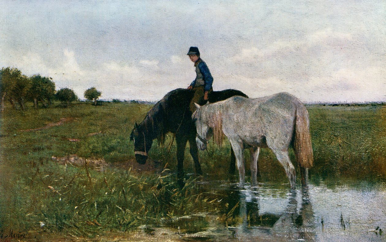 Hevosten juotto, 1871, 1912. tekijältä Anton Mauve