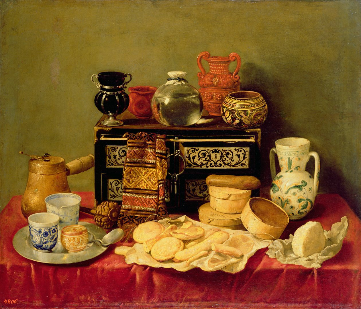 Asetelma eebenpuuarkun kanssa, 1652 tekijältä Antonio Pereda y Salgado