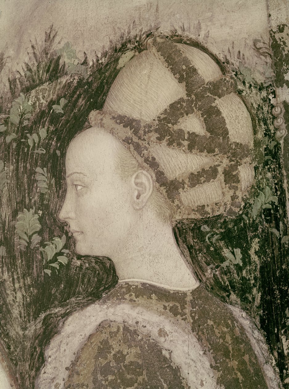 St. George ja Trebizondin prinsessa, yksityiskohta prinsessan päästä, n. 1433-1438 tekijältä Antonio Pisanello