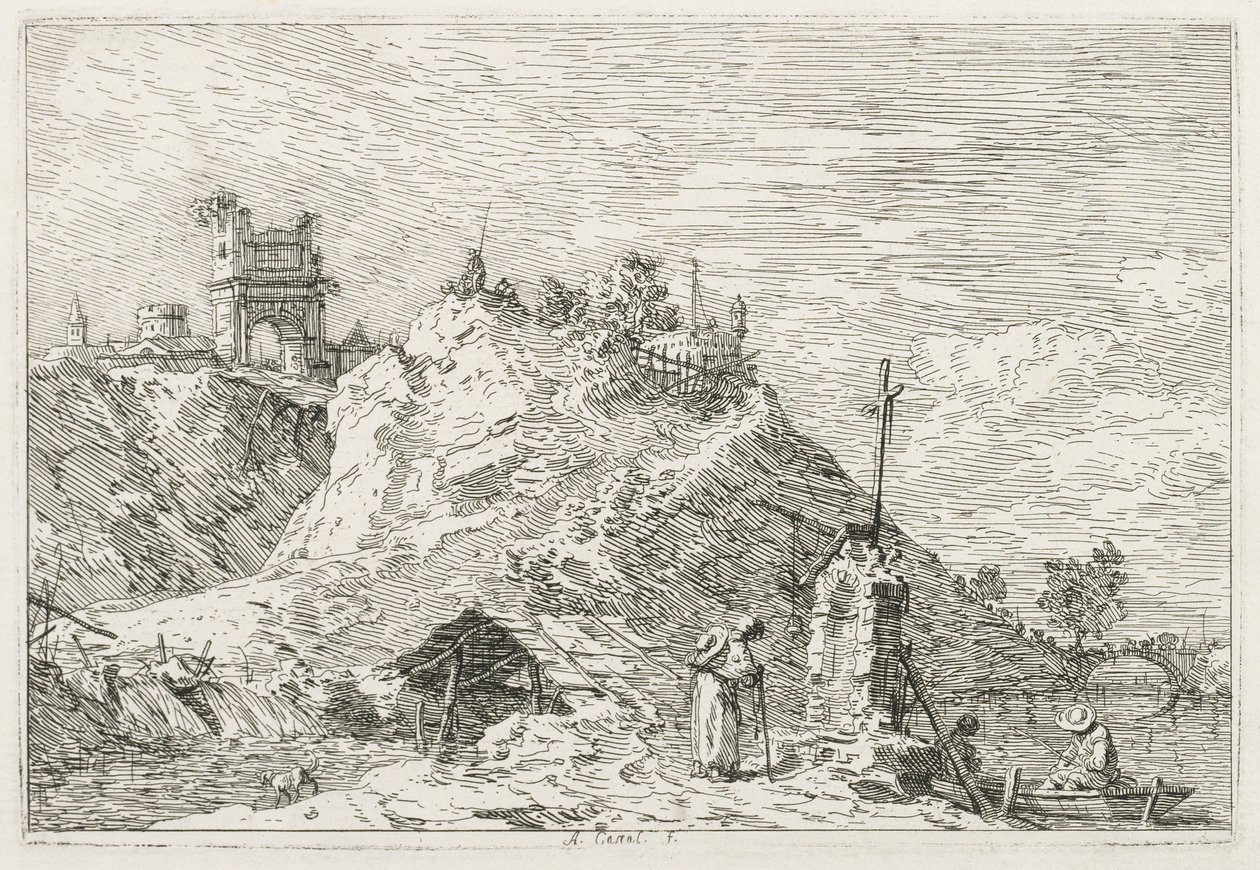 Näkymät: Pilgrim at Prayer, 1735-1746. tekijältä Giovanni Antonio Canal