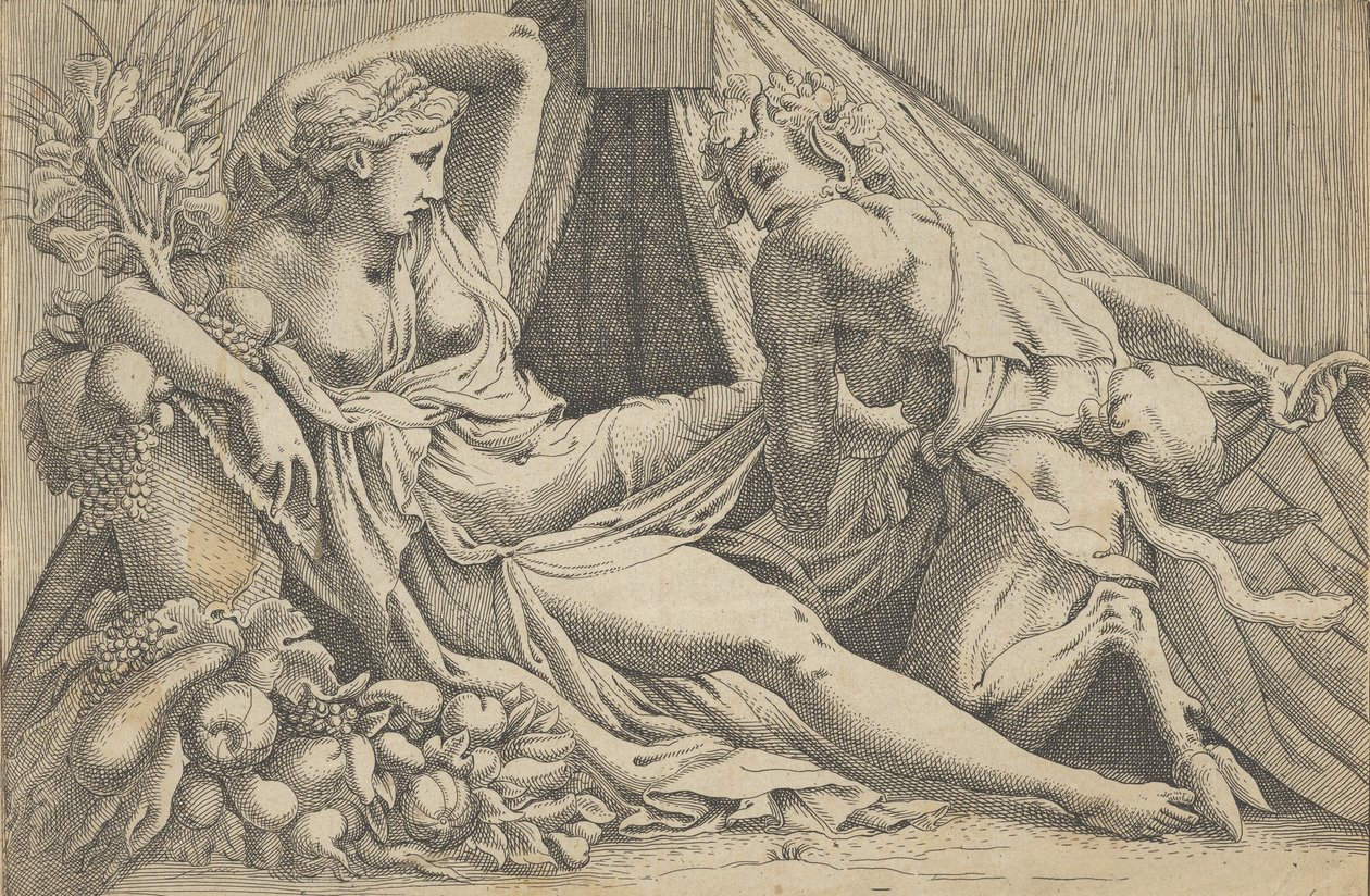 Jupiter ja Antiope, 1540-45. tekijältä Antonio Fantuzzi
