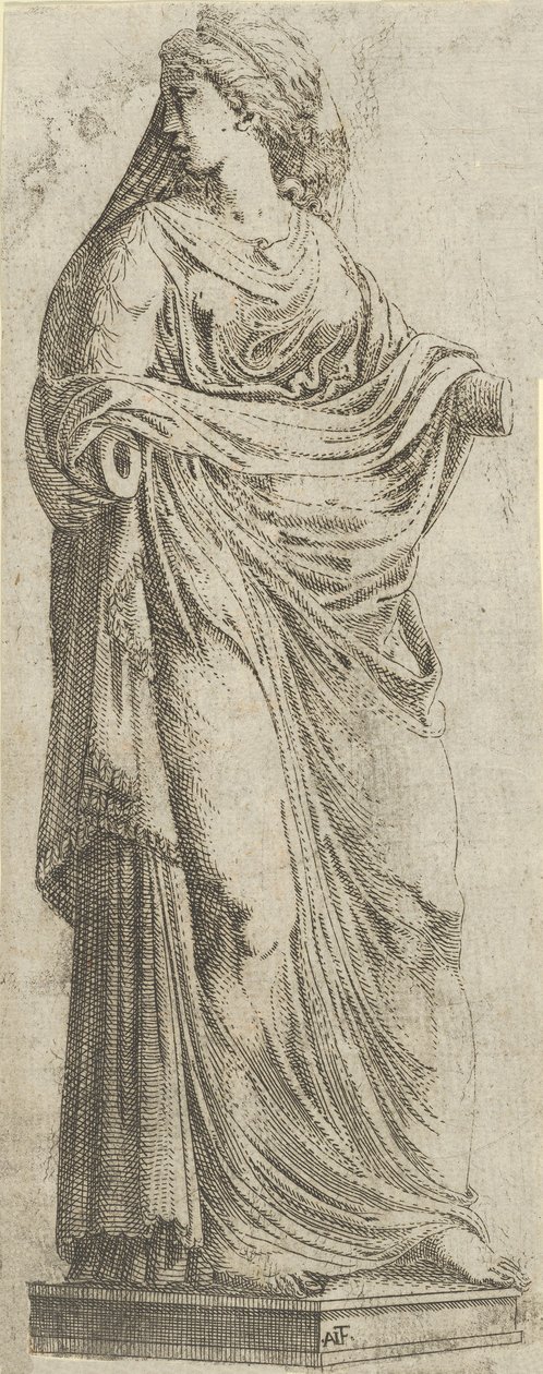Nainen kääntyi oikealle, 1540-45. tekijältä Antonio Fantuzzi