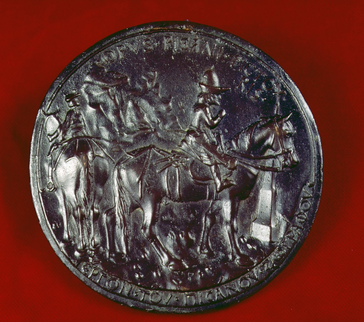 Johannes Paleologus VIII:aa (k. 1448) kuvaava mitali (pronssi) tekijältä Antonio Pisanello