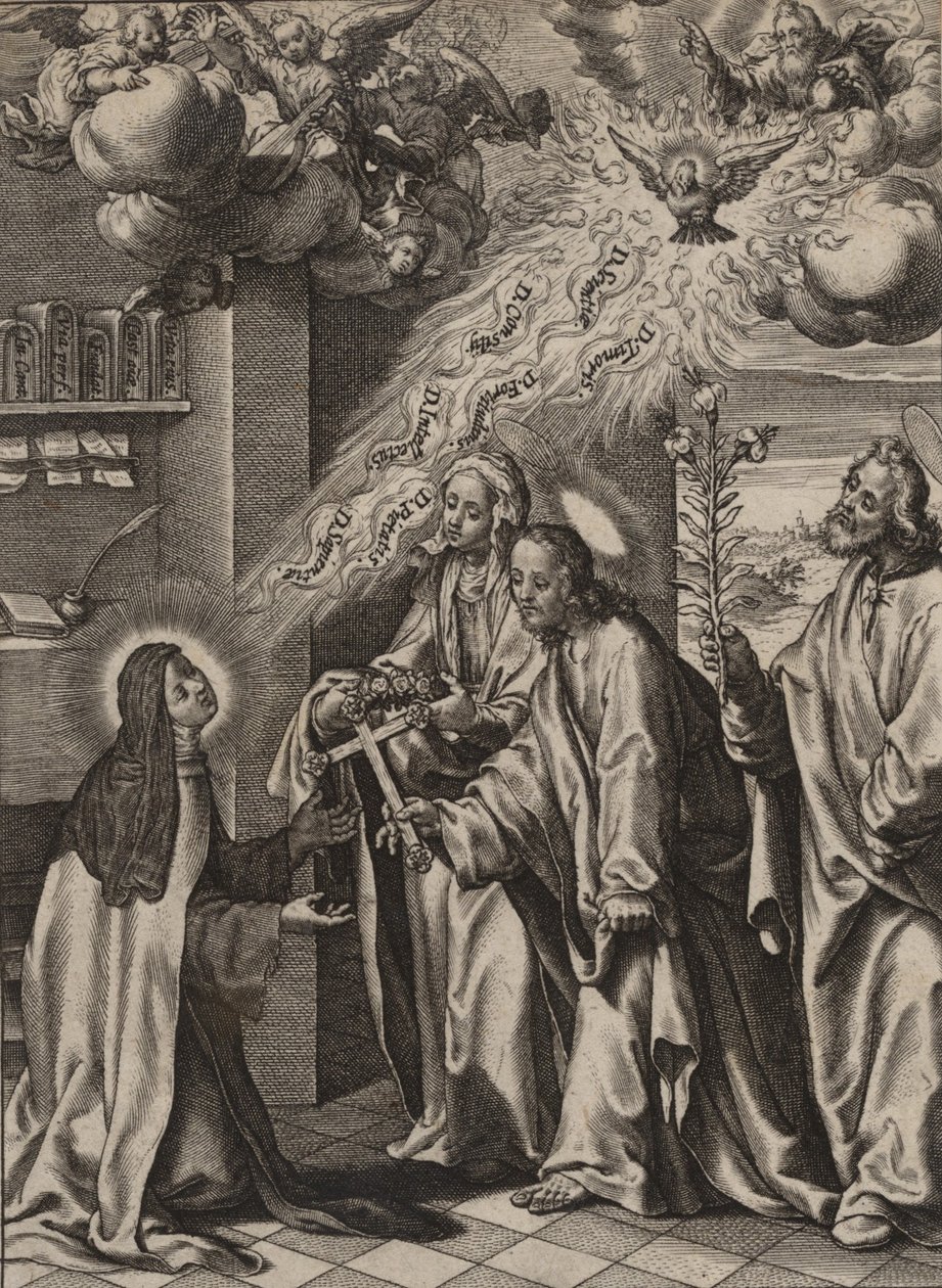 Pyhän Teresan visio, 1570-1604. tekijältä Antonius Wierix