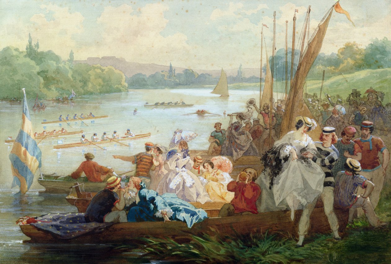 Regatta Asnieresissa toisen imperiumin aikana (wc ja guassi paperilla) tekijältä Antony Paul Emile Morlon
