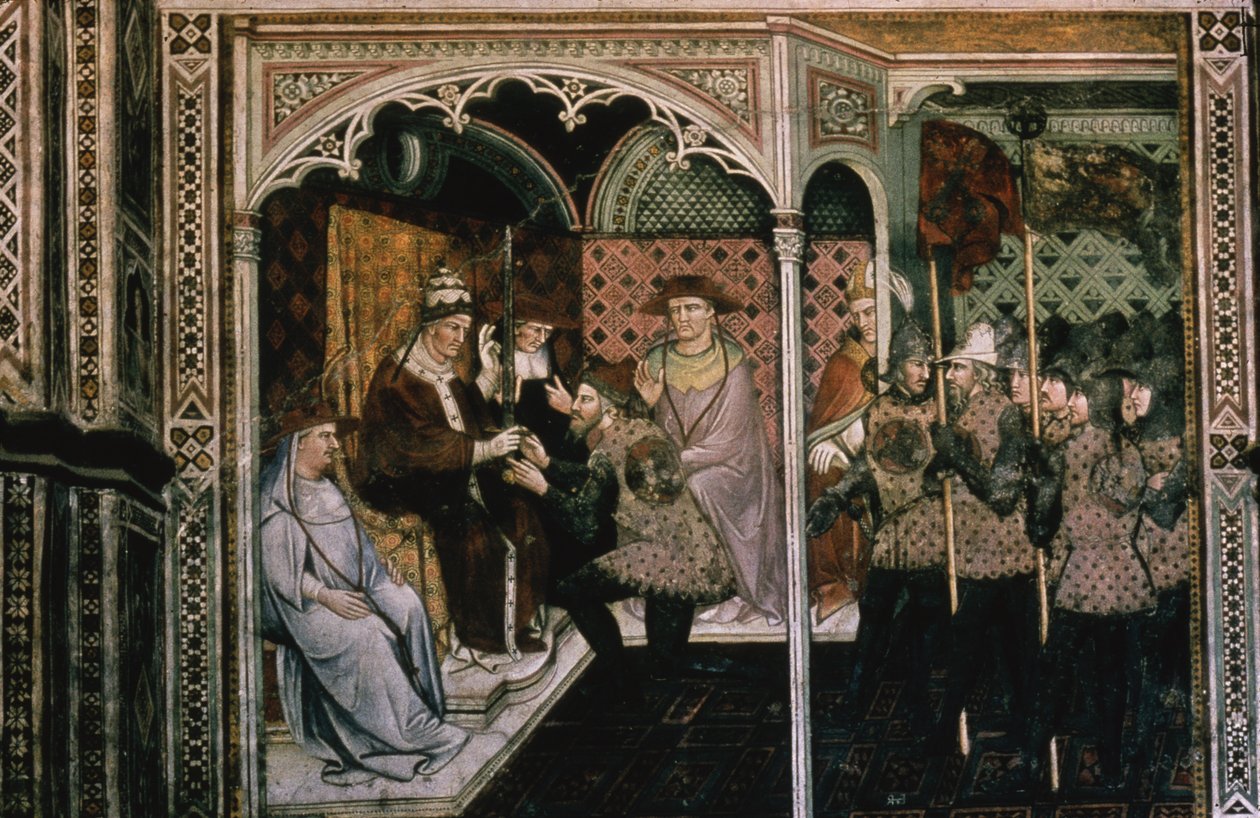 Paavi ja keisari, n. 1408-1410 tekijältä Aretino Luca Spinello or Spinelli