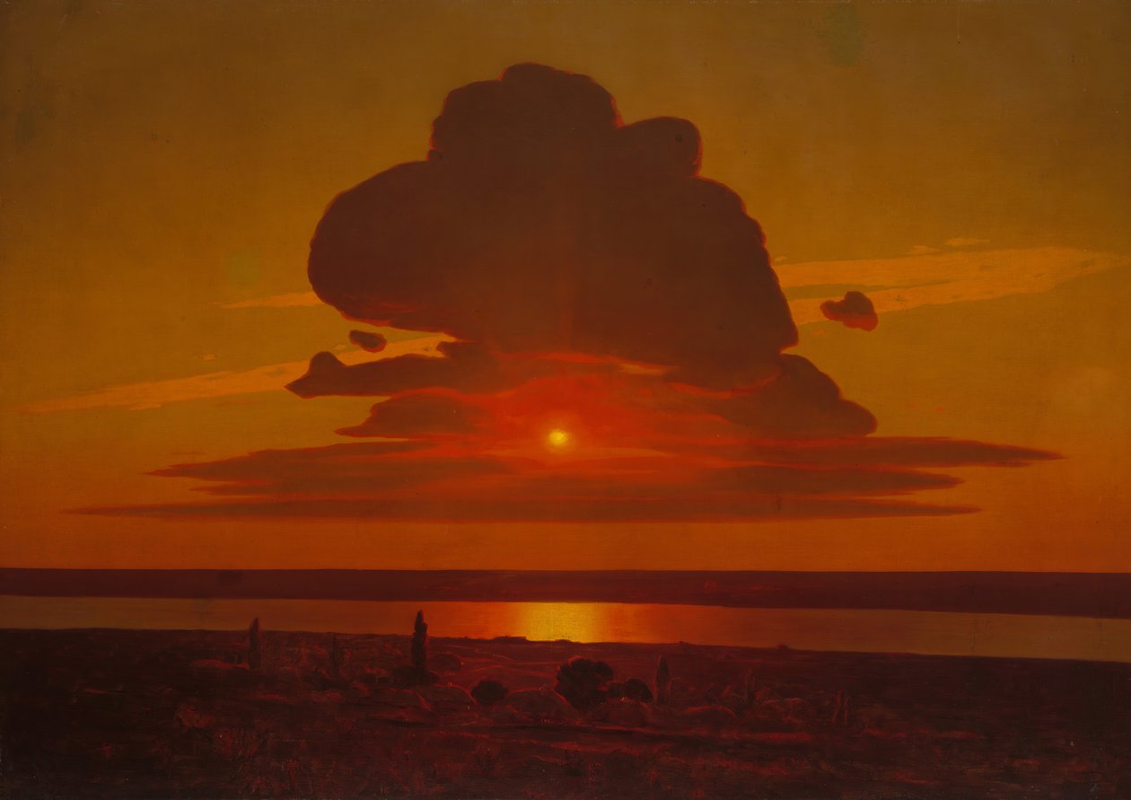 Punainen auringonlasku Dneprillä, 1905-8. tekijältä Arkhip Ivanovich Kuindzhi