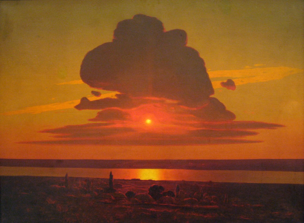 Russian: "Red sunset " Punainen auringonlasku Dneprillä tekijältä Arkhip Kuindzhi