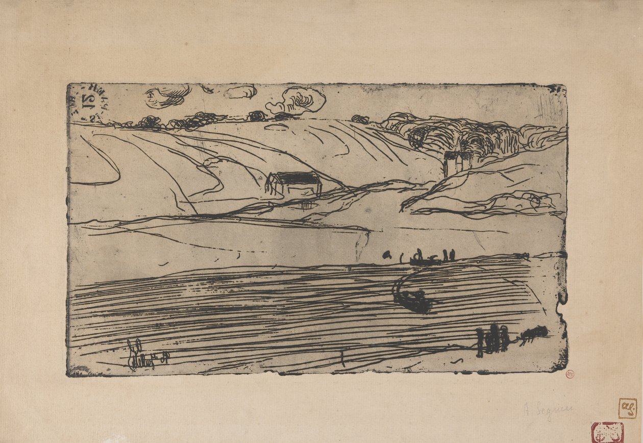 La Peche (kalastus) 1893 (etsaus ja ruletti) tekijältä Armand Séguin