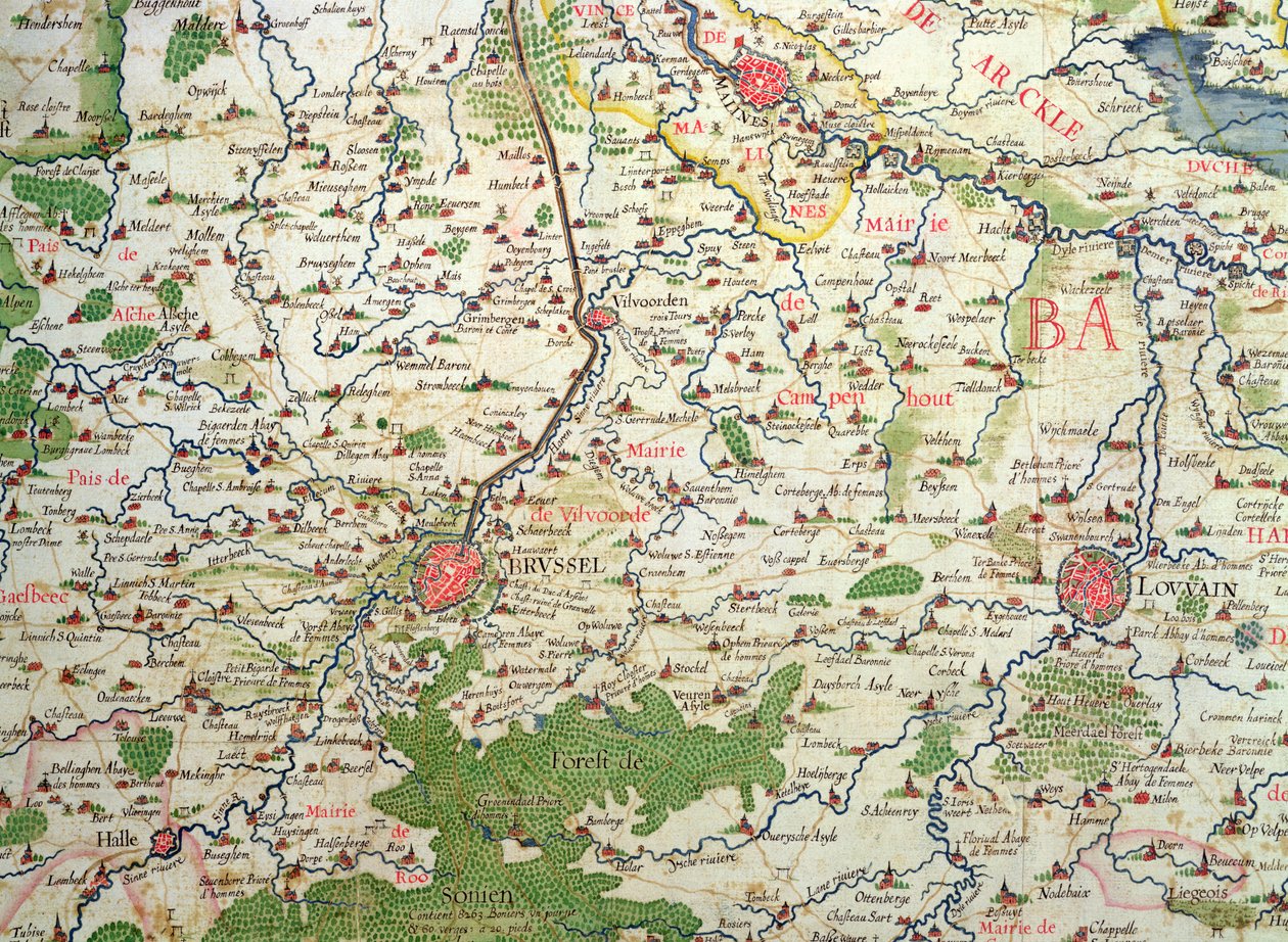 Belgian kartta kolmikymmenvuotisen sodan aikana (1618-48), "Theater des guerres entre le roy d