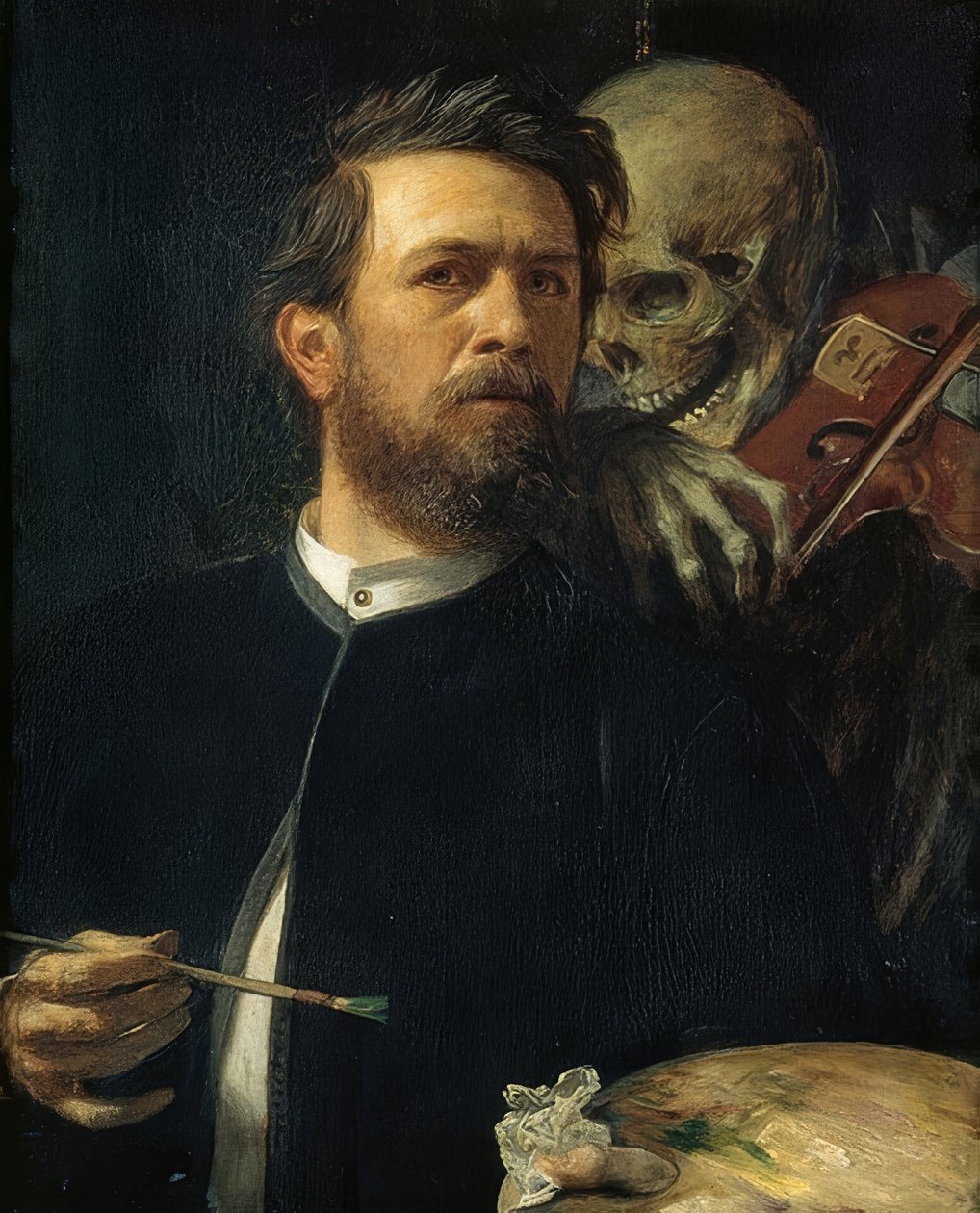 Omakuva viuluttavalla kuolemalla. 1872 tekijältä Arnold Böcklin