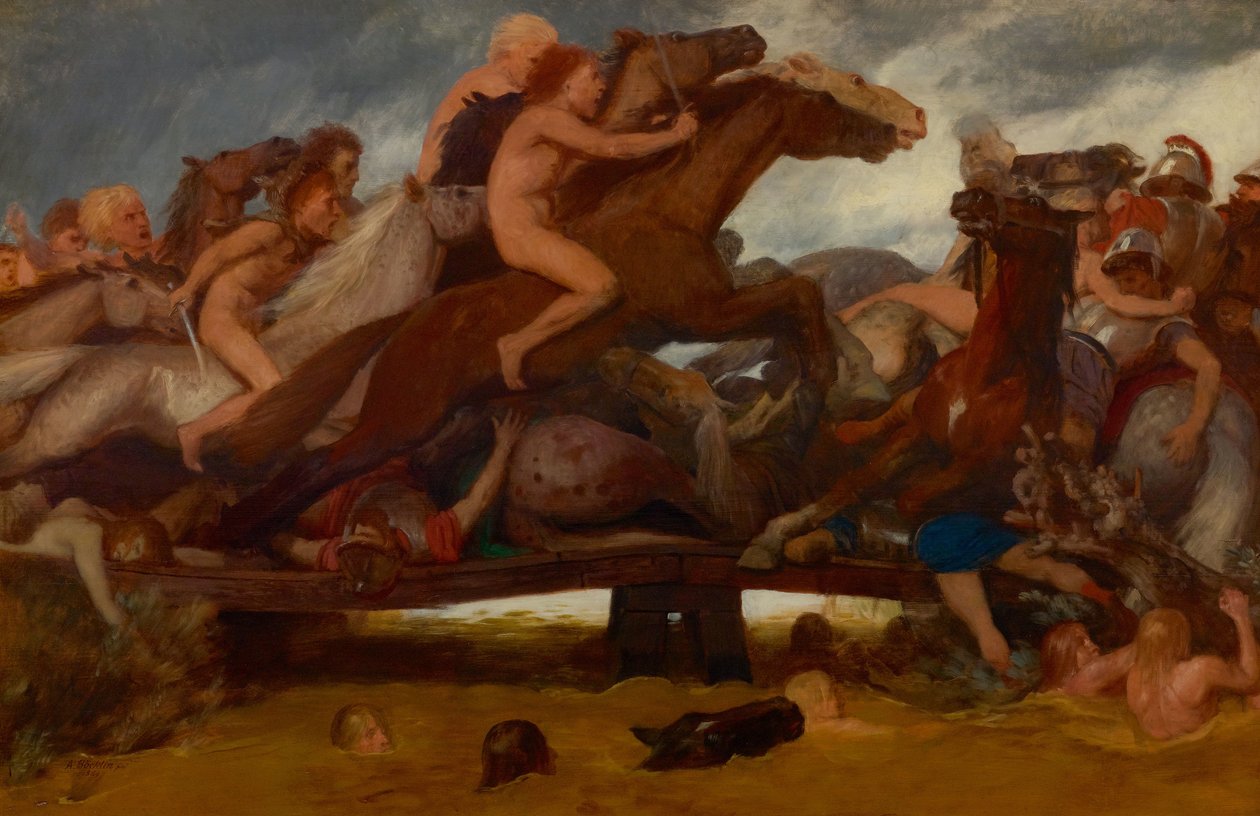 Taistelu sillalla, 1889. tekijältä Arnold Böcklin