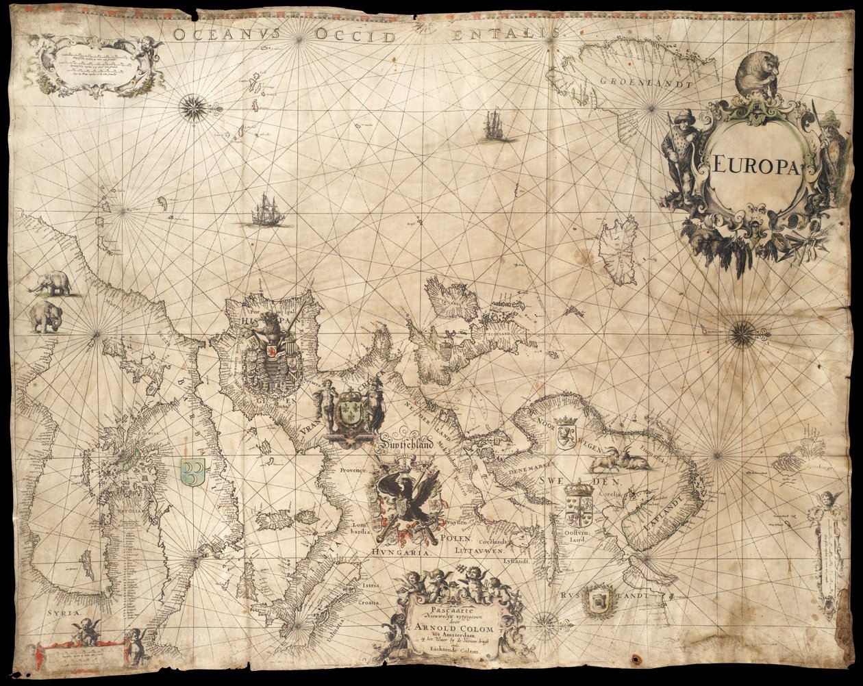 Eurooppa; Pascaarte de Arnold Colom (1660) tekijältä Arnold Colom