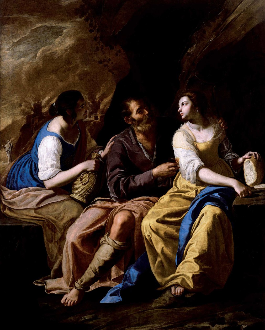 Loot ja hänen tyttärensä, noin 1635-1637. tekijältä Artemisia Gentileschi