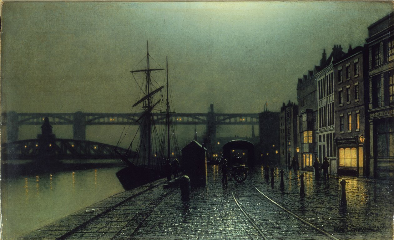 The Quayside, Newcastle upon Tyne, 1895 tekijältä Arthur Grimshaw