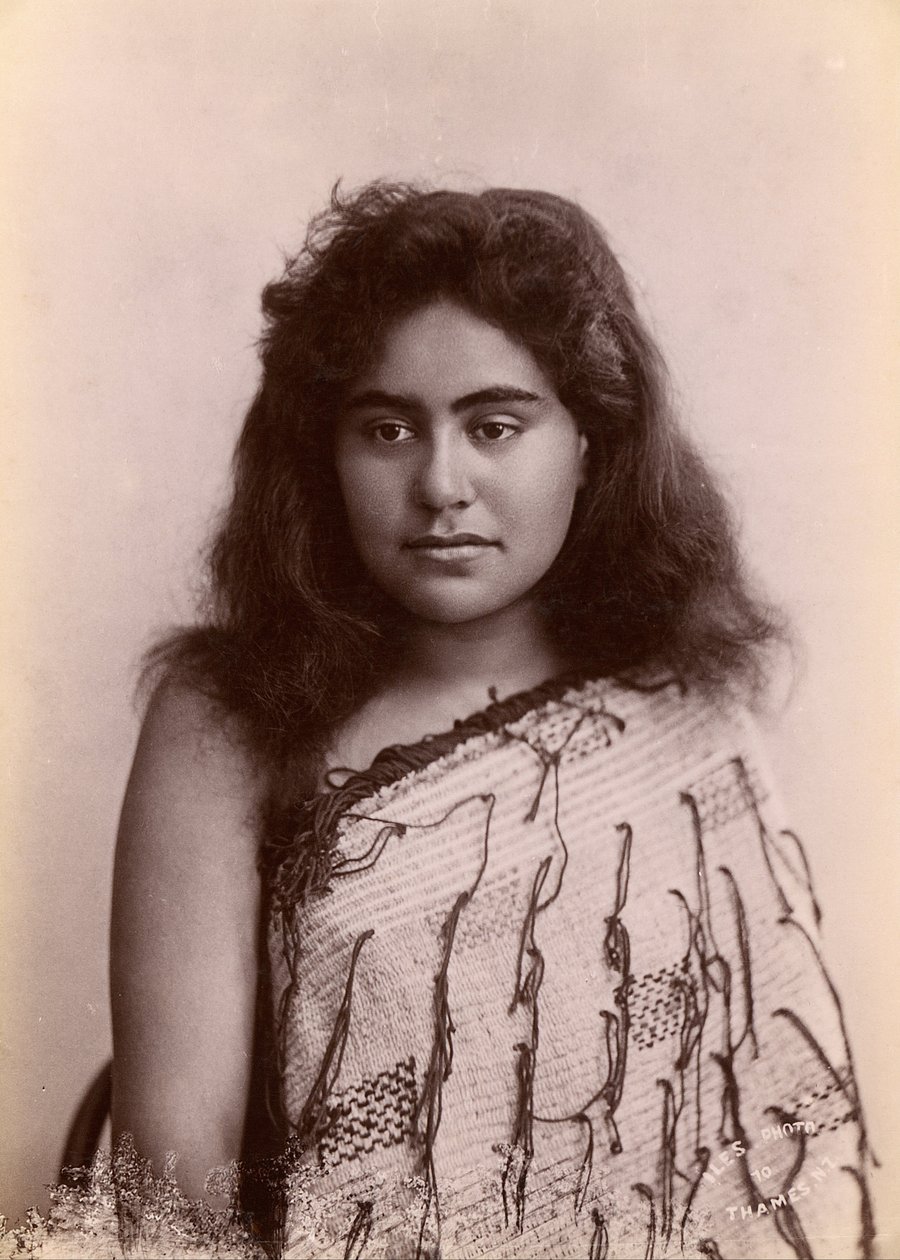 Maori nainen, Thames, Uusi -Seelanti tekijältä Arthur James Iles