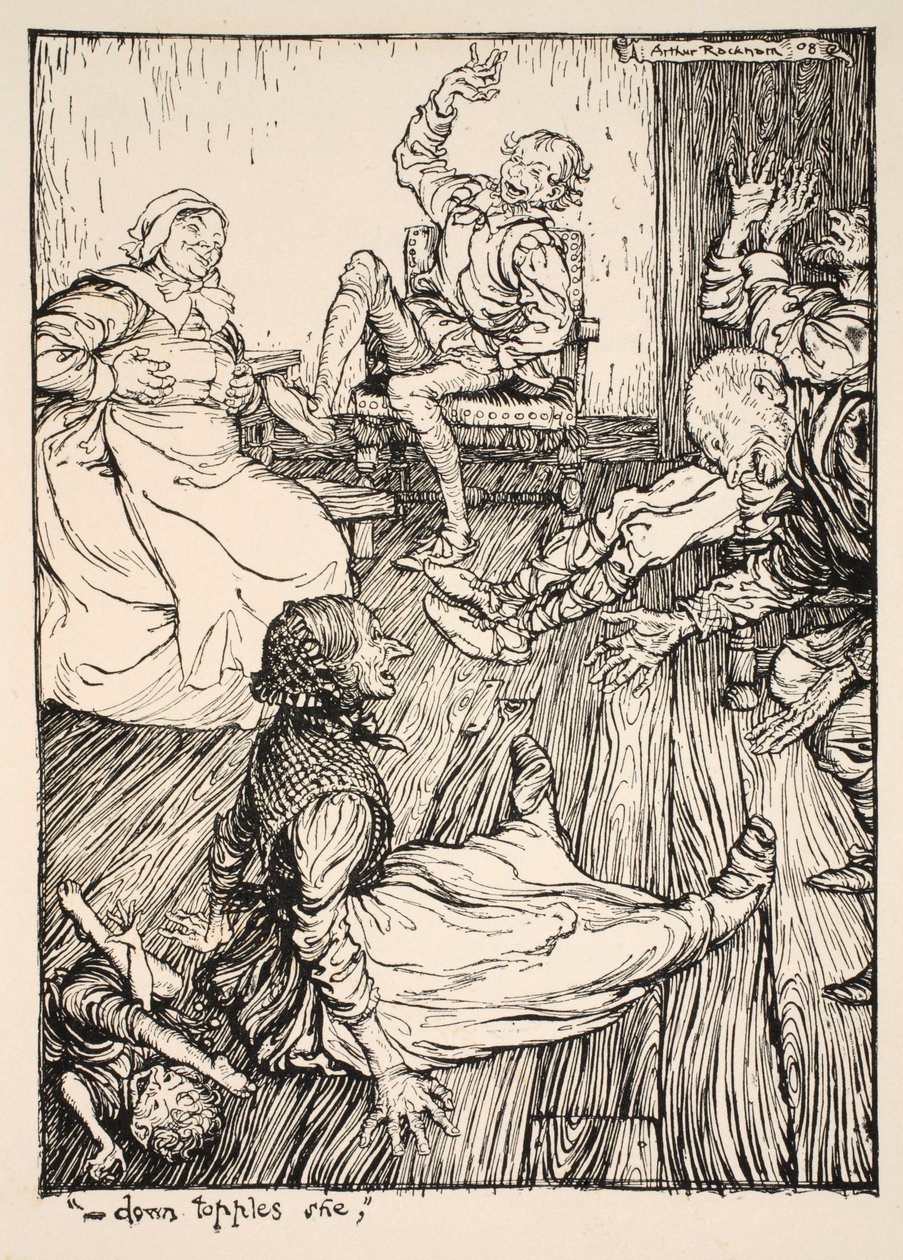 ..Alas hän kaatuu, kuvitus William Shakespearen kirjasta 