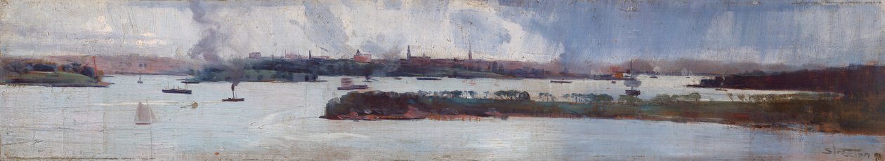 Sadetta Sydneyn sataman yli tekijältä Arthur Streeton