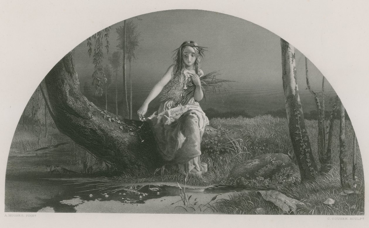 Ophelia, Hamlet tekijältä Arthur Hughes