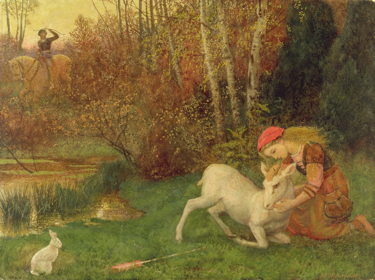 The White Hind, n. 1870 (guassi) tekijältä Arthur Hughes