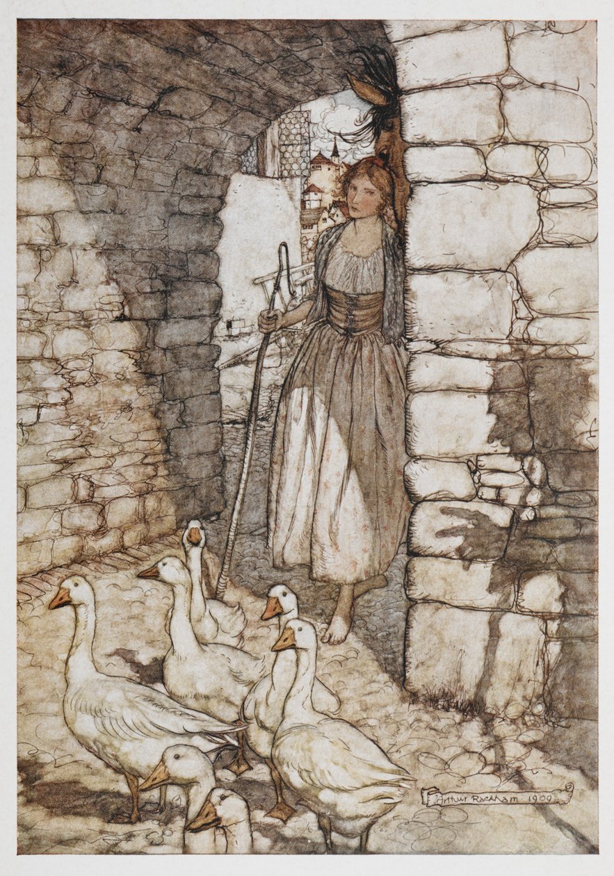 Tyttö hanhien kanssa. tekijältä Arthur Rackham