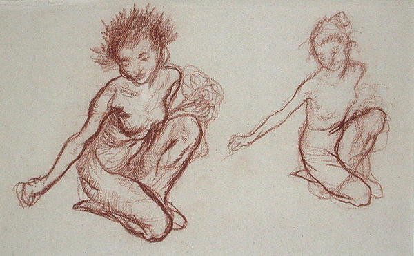 Kneeling Imp (sangviini paperilla) tekijältä Arthur Rackham
