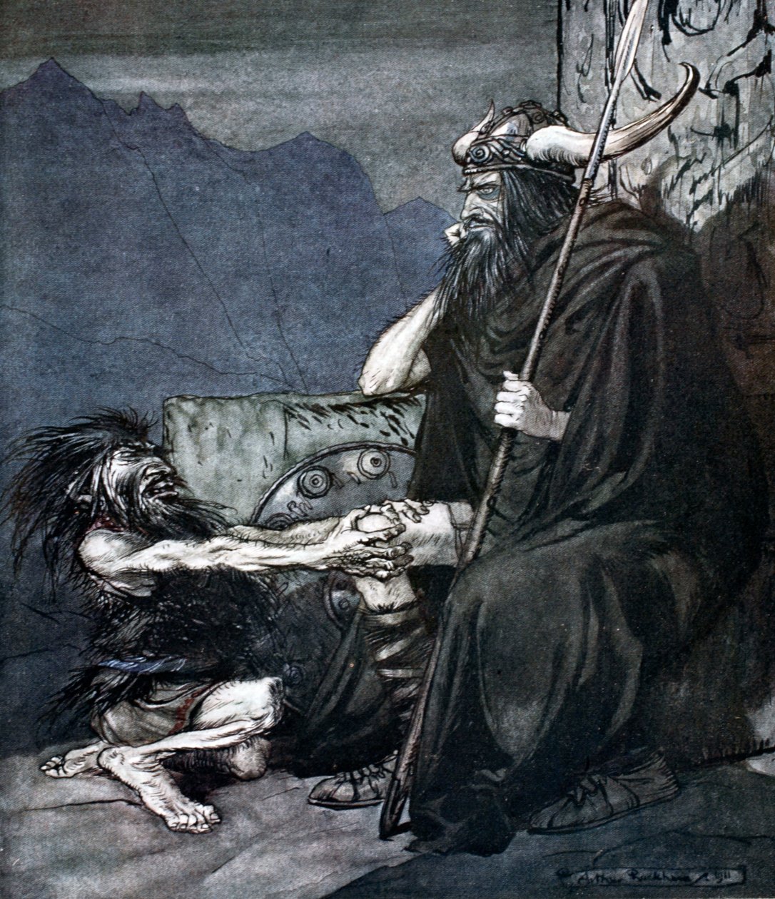 "Vanno minulle, Hagen, poikani!", 1924. tekijältä Arthur Rackham