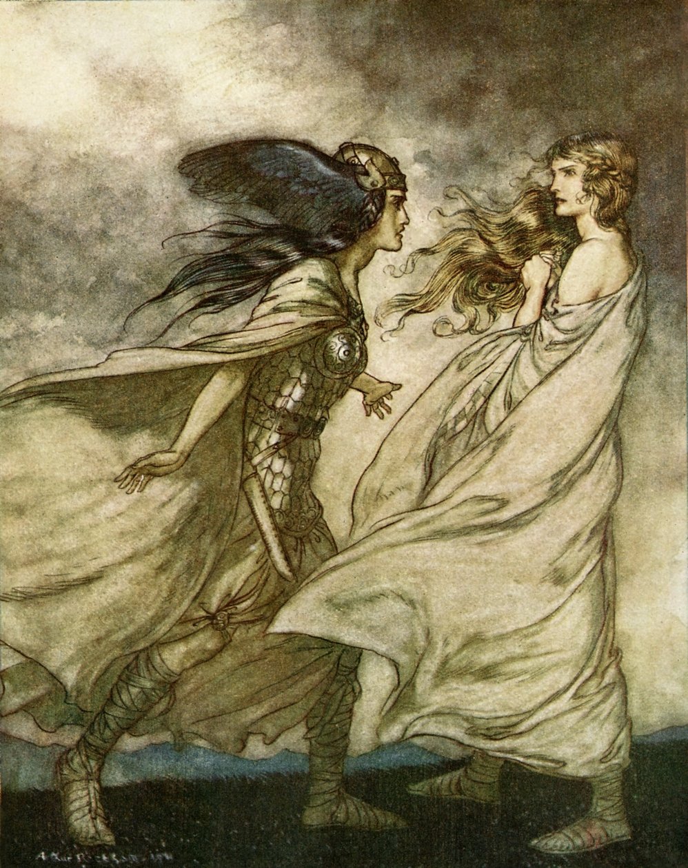 Jumalien hämärä / Göttterdämmerung tekijältä Arthur Rackham