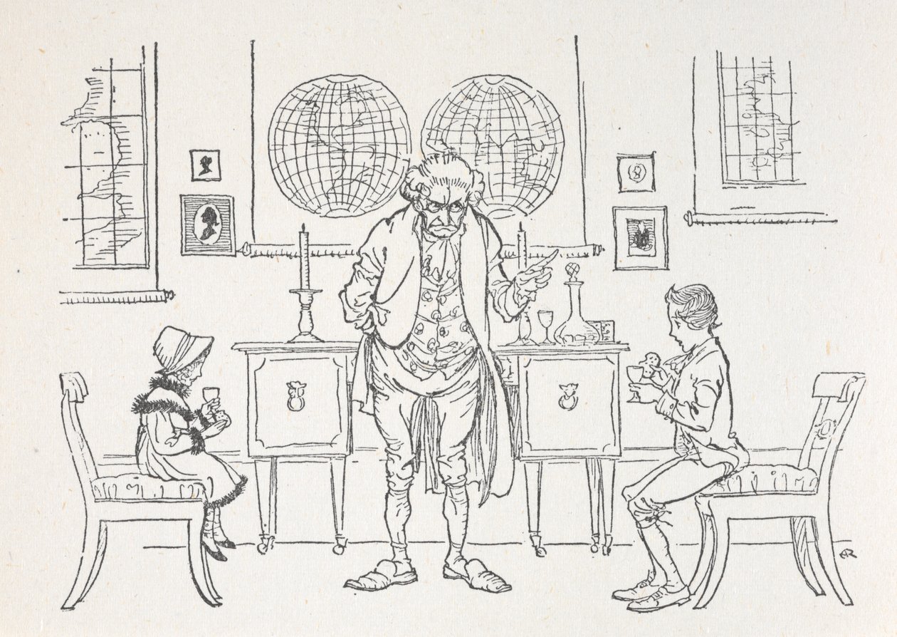 Kaksi lasta ja heidän opettajansa tekijältä Arthur Rackham