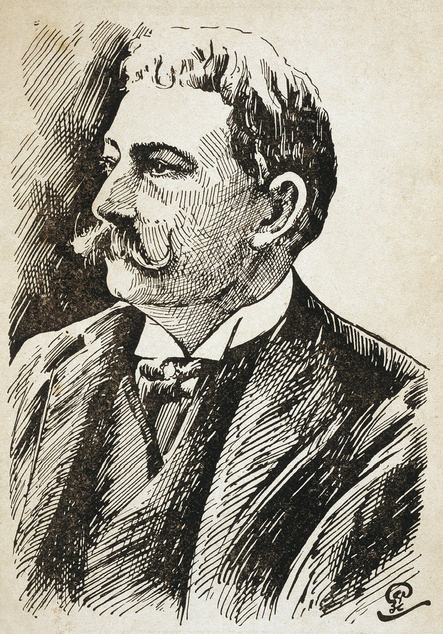 AZEVEDO, Aluisio de (1857-1913). Brasilialainen kirjailija. Kaiverrus. tekijältä Artist Unknown