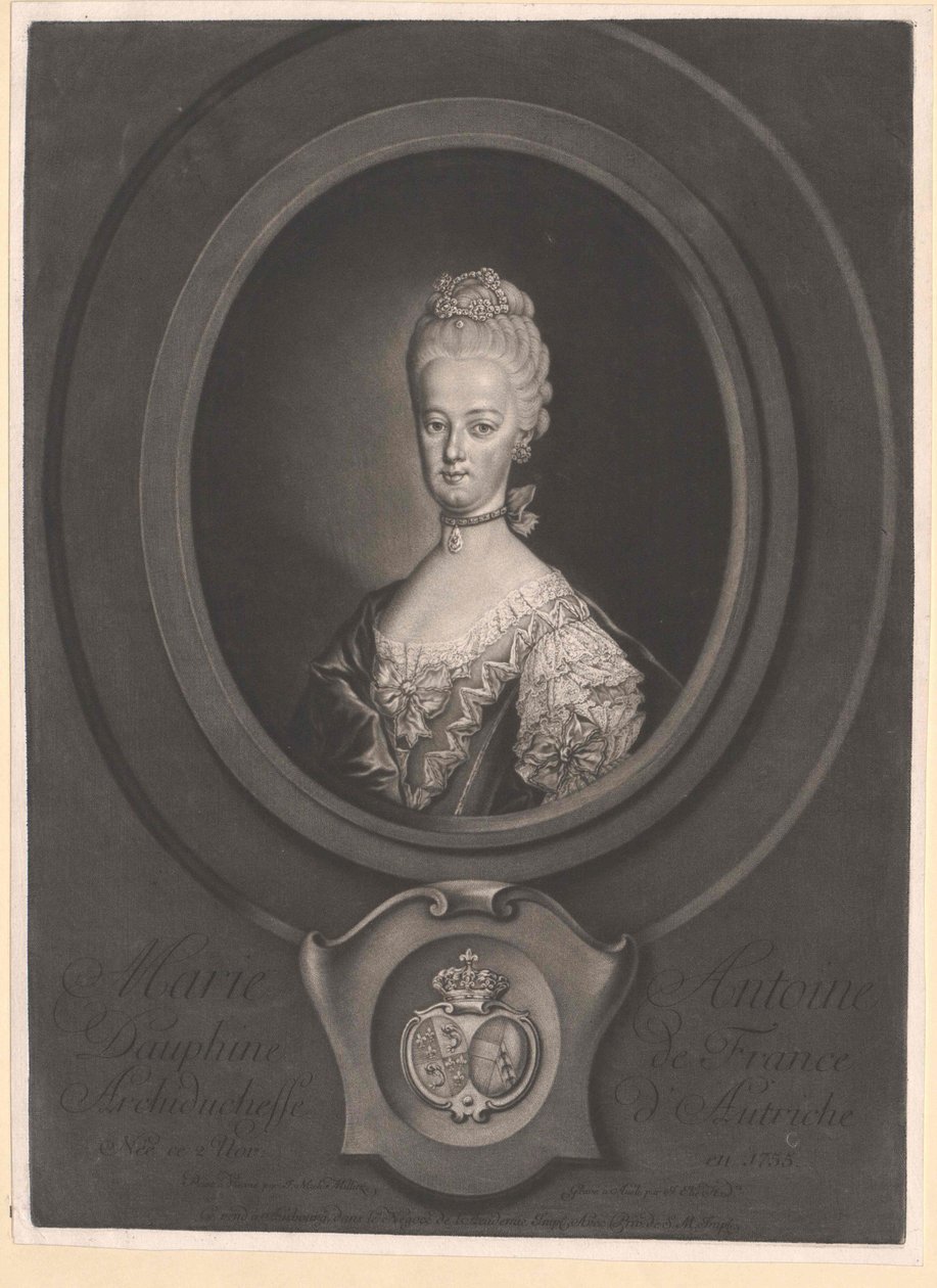 Itävallan arkkiherttuatar Marie Antoinette (tuloste) tekijältä Artist Unknown