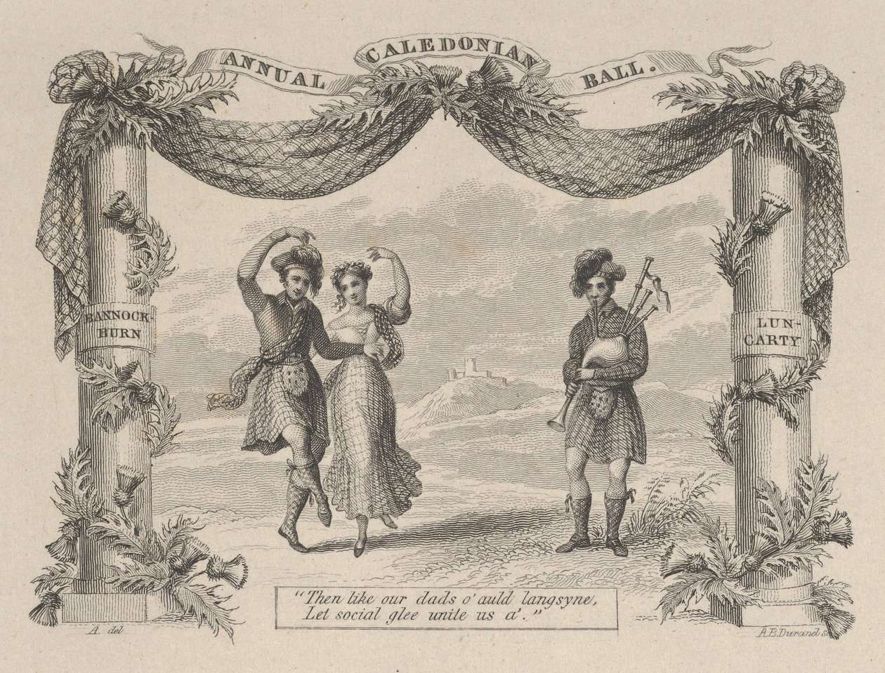 Vuosittainen Caledonian Ball -lippu, 1800-luku. tekijältä Asher Brown Durand