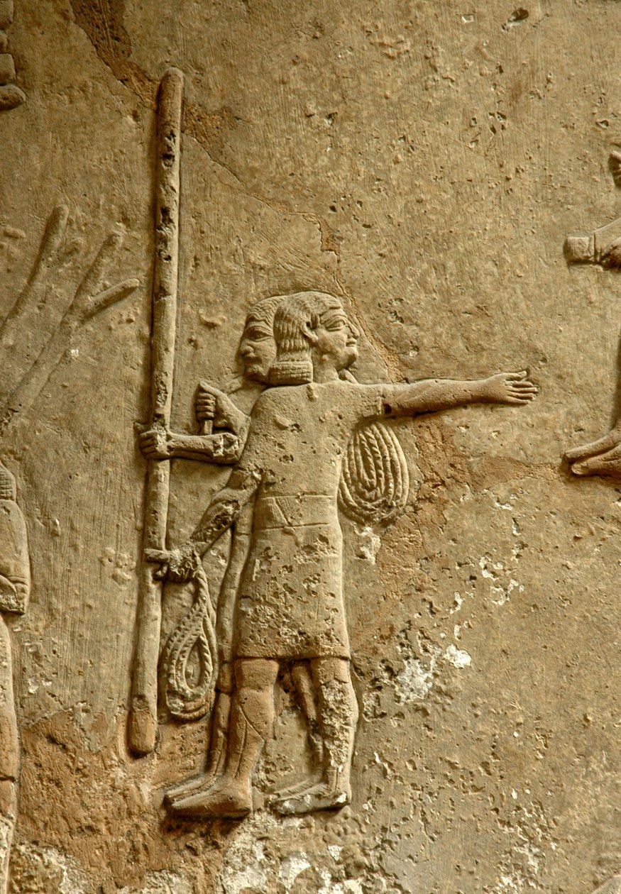 Rakennustyömaata kuvaava reliefi, Ashurbanipalsin palatsi, Ninive, noin 645 eaa. tekijältä Assyrian