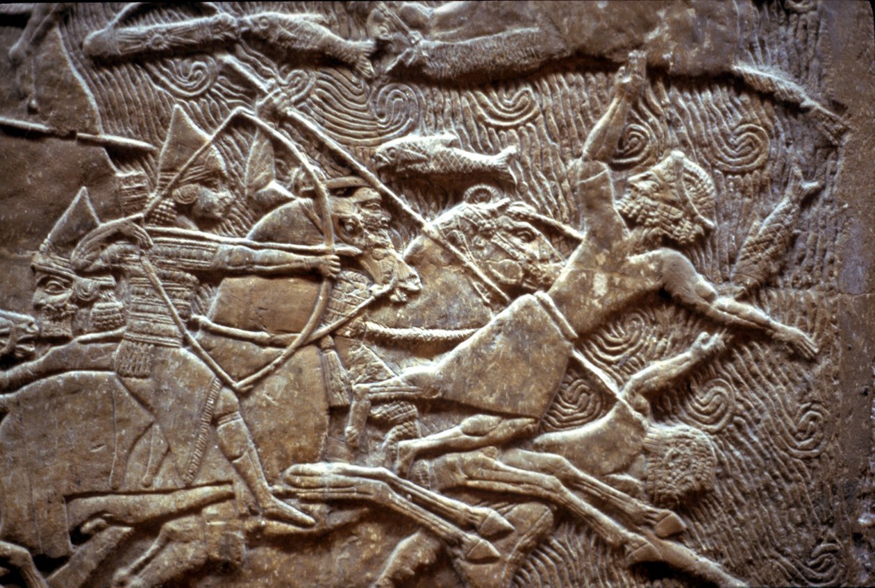 Ashurbanipal Til-Tuban taistelussa 650-620 eKr tekijältä Assyrian
