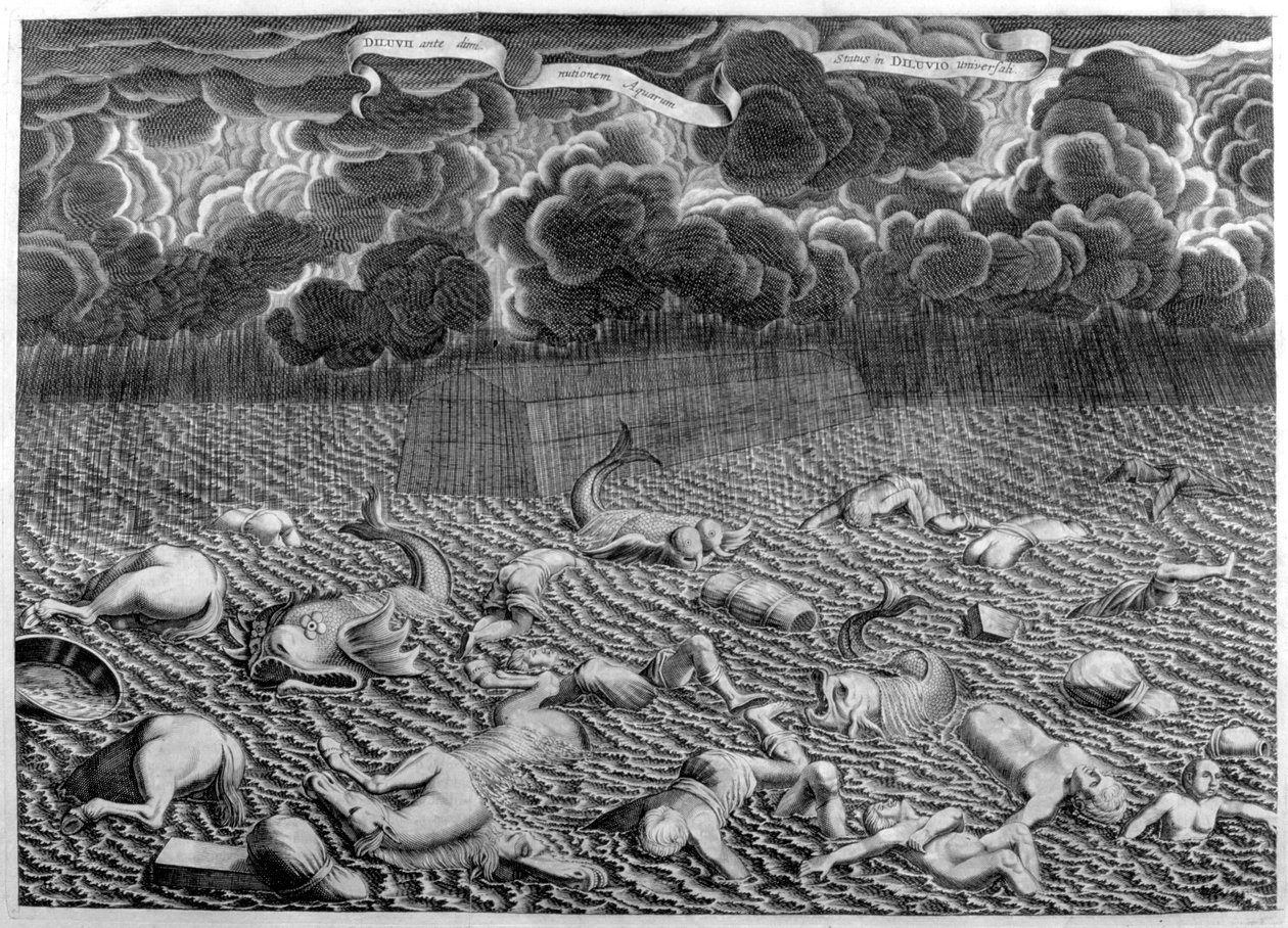 Vedenpaisumuskohtaus, 1675 tekijältä Athanasius Kircher