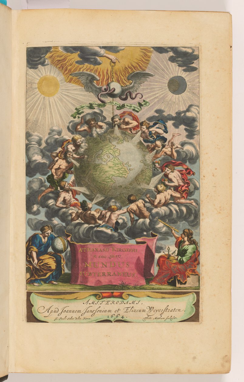 Mundus Subterraneuksen otsikkosivu tekijältä Athanasius Kircher