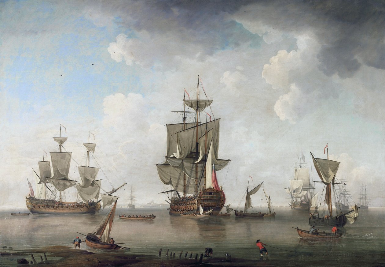 Sodan miehet satamassa tekijältä attributed to Charles Brooking