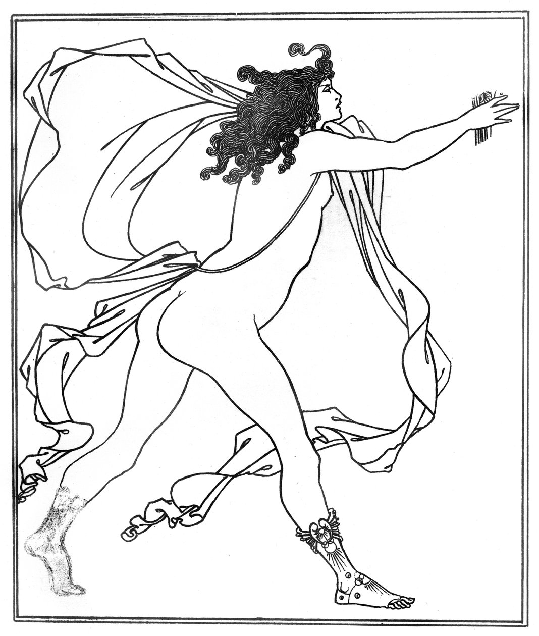 Apollo jahtaa Daphnea (kynä ja muste) tekijältä Aubrey Beardsley