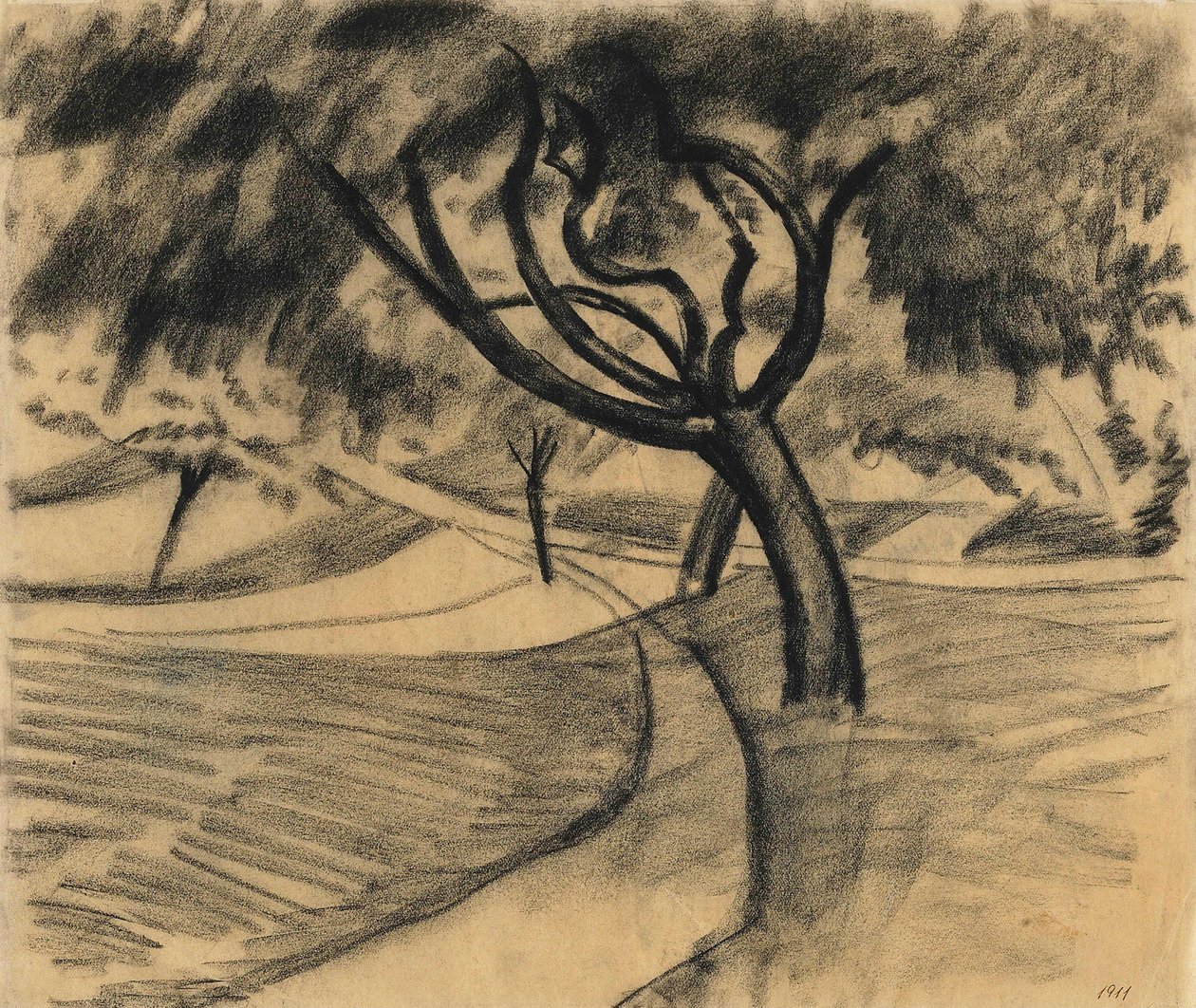 Baum und Felder tekijältä August Macke