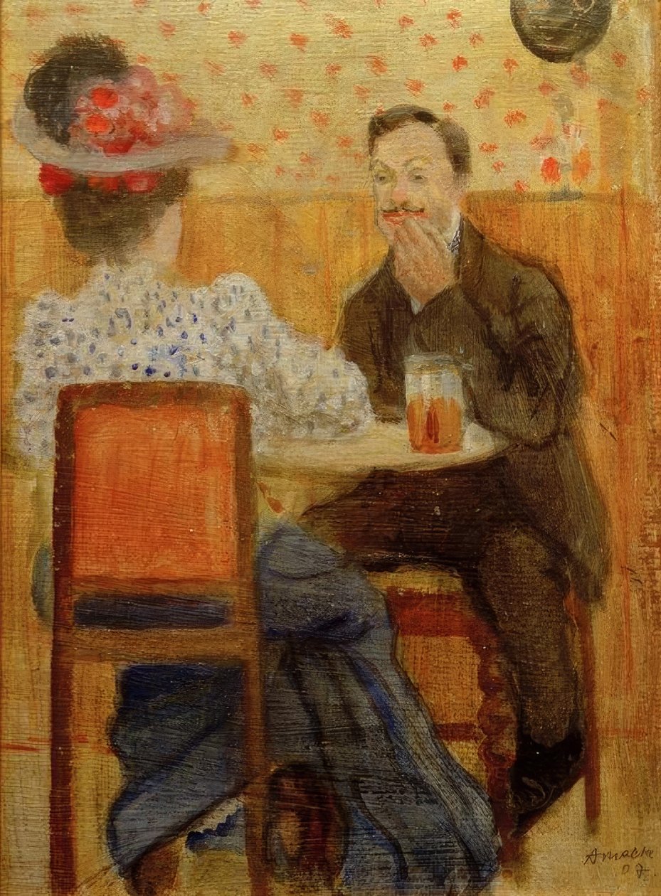 Paar am Biertisch tekijältä August Macke