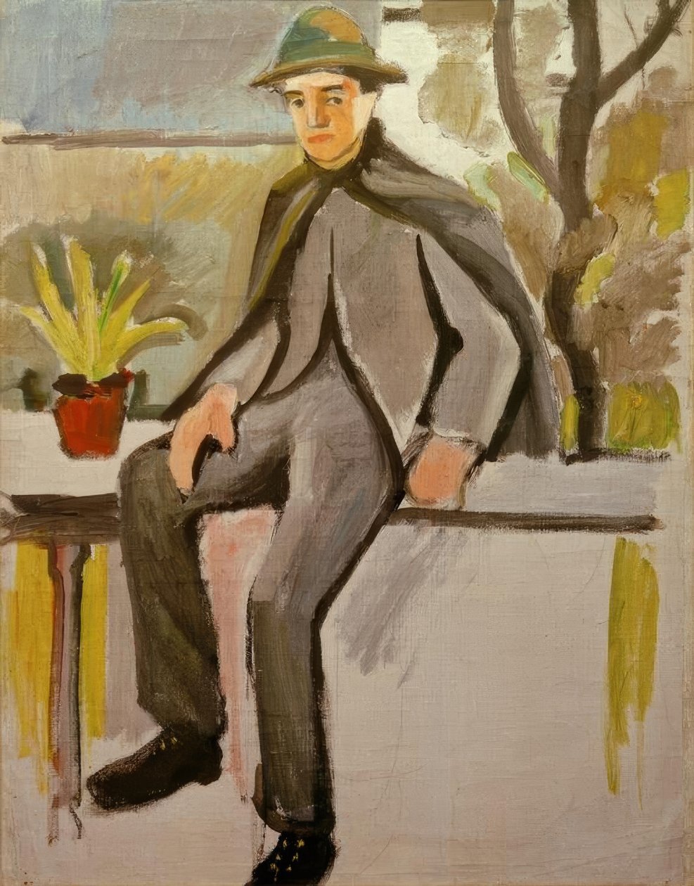 Bauernbursche auf Balkon tekijältä August Macke