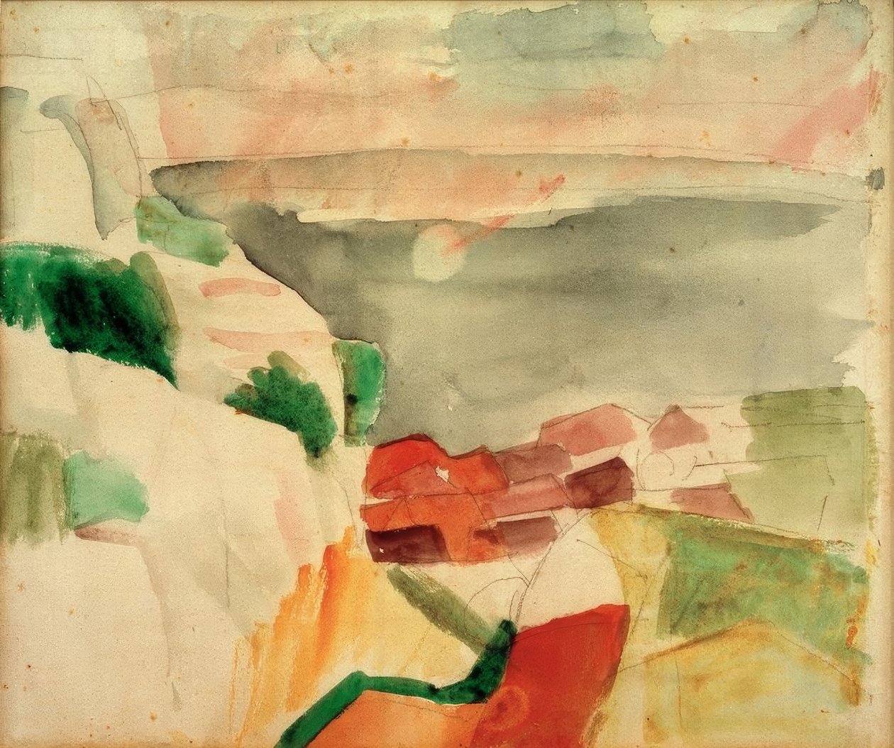 Landschaft vom Murtensee tekijältä August Macke