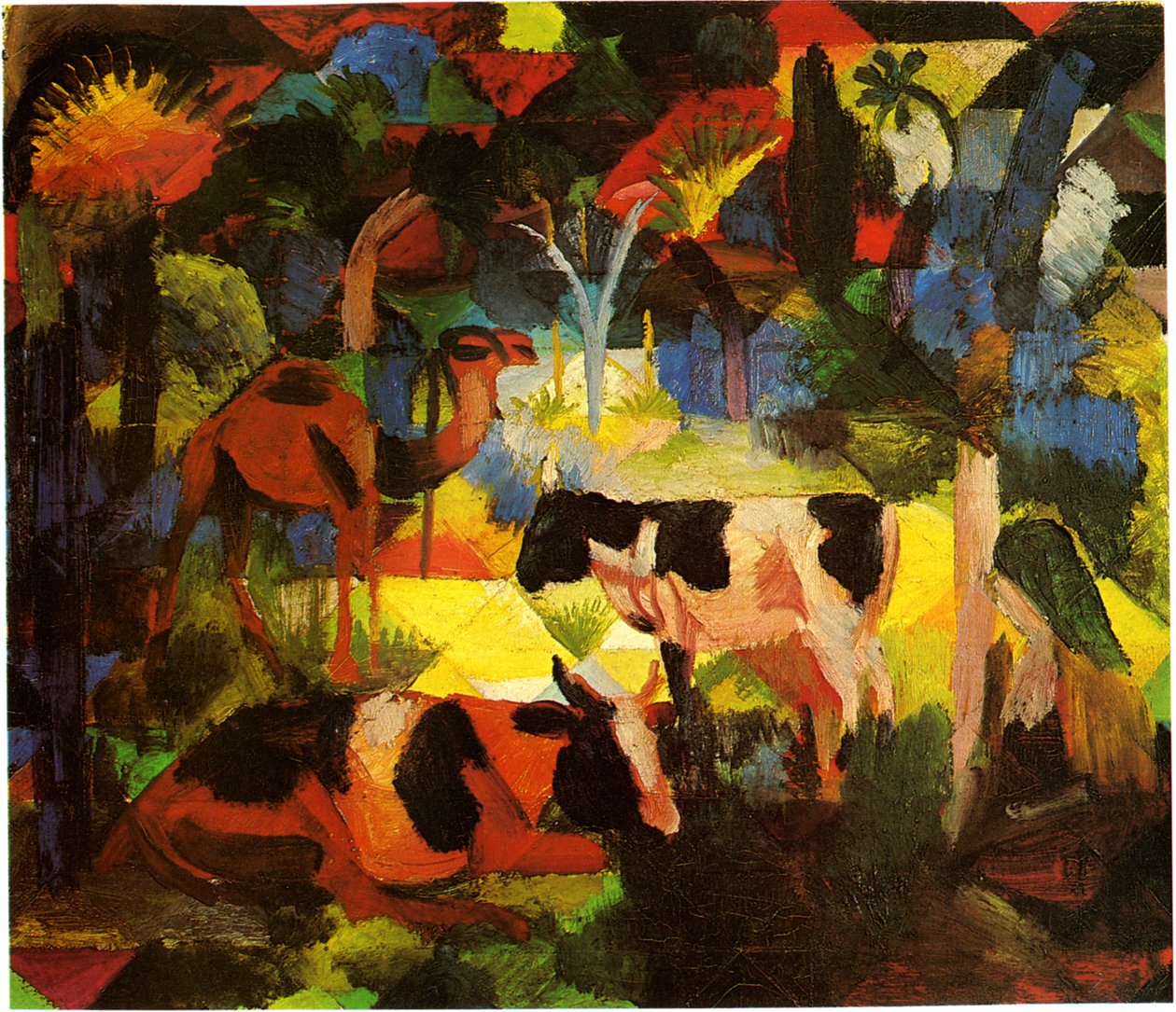 Macke maisema-lehmä-kameli tekijältä August Macke