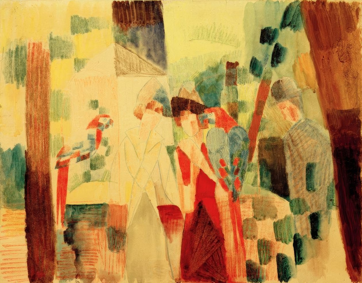 Mies ja nainen papukaijoineen tekijältä August Macke
