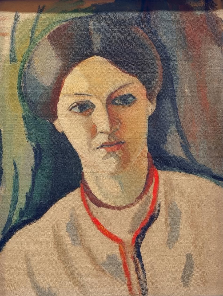 Porträtkopf der Frau des Künstlers tekijältä August Macke