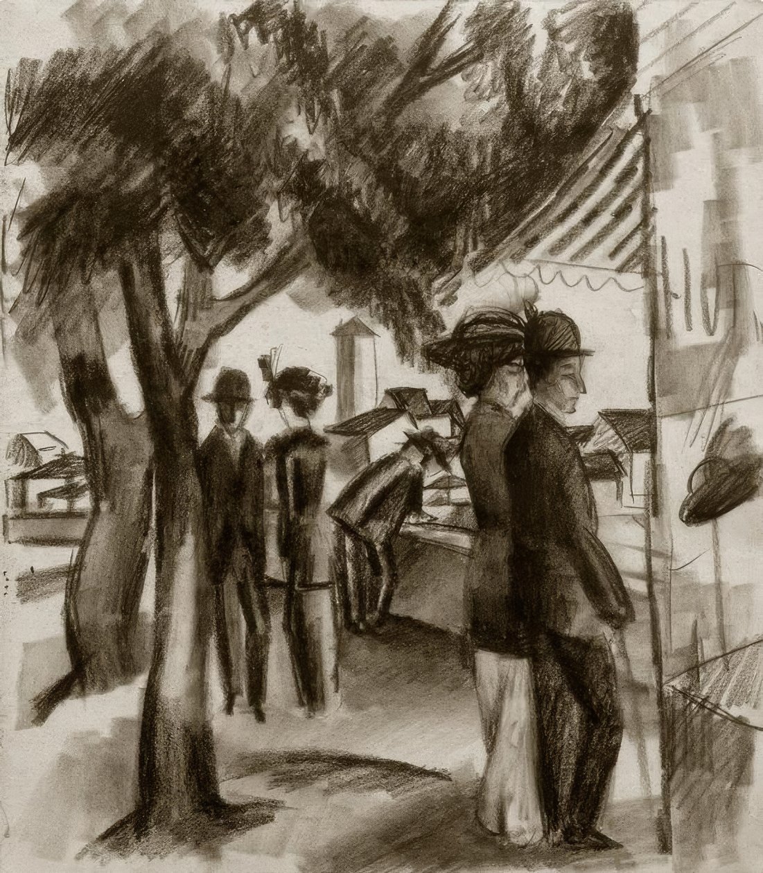 Spaziergänger unter Bäumen tekijältä August Macke